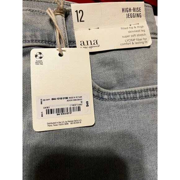 A.n.a Light Wash High-Rise Super Soft Stretch Jegging Size 12 - Picture 4 of 4